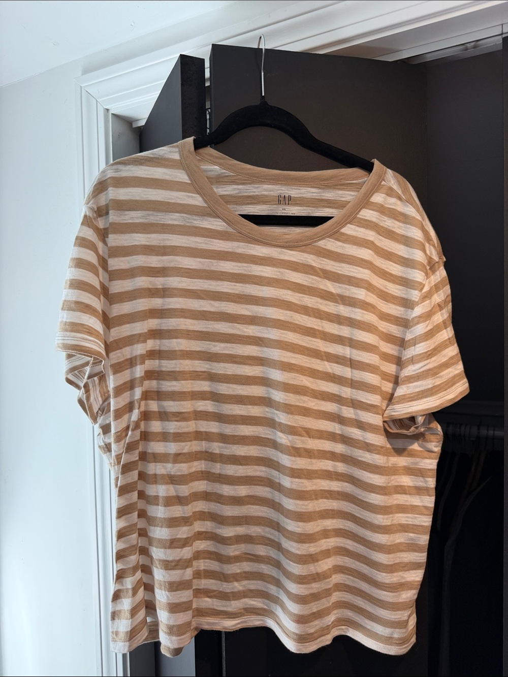 GAP Beige and White Striped Tee